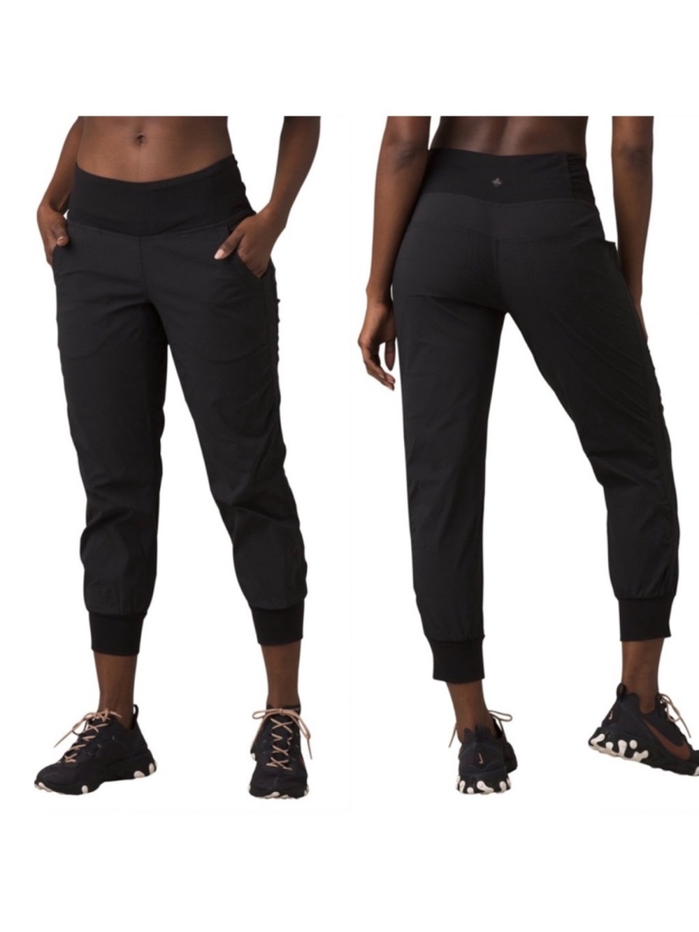PrAna Summit Jogger Pants Black Outdoors Yoga Pants Cropped Size Medium
